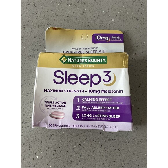 Natures Bounty SLEEP 3 maximum 10mg Melatonin 30 tri-layer tablets 07/2025 - Picture 1 of 4